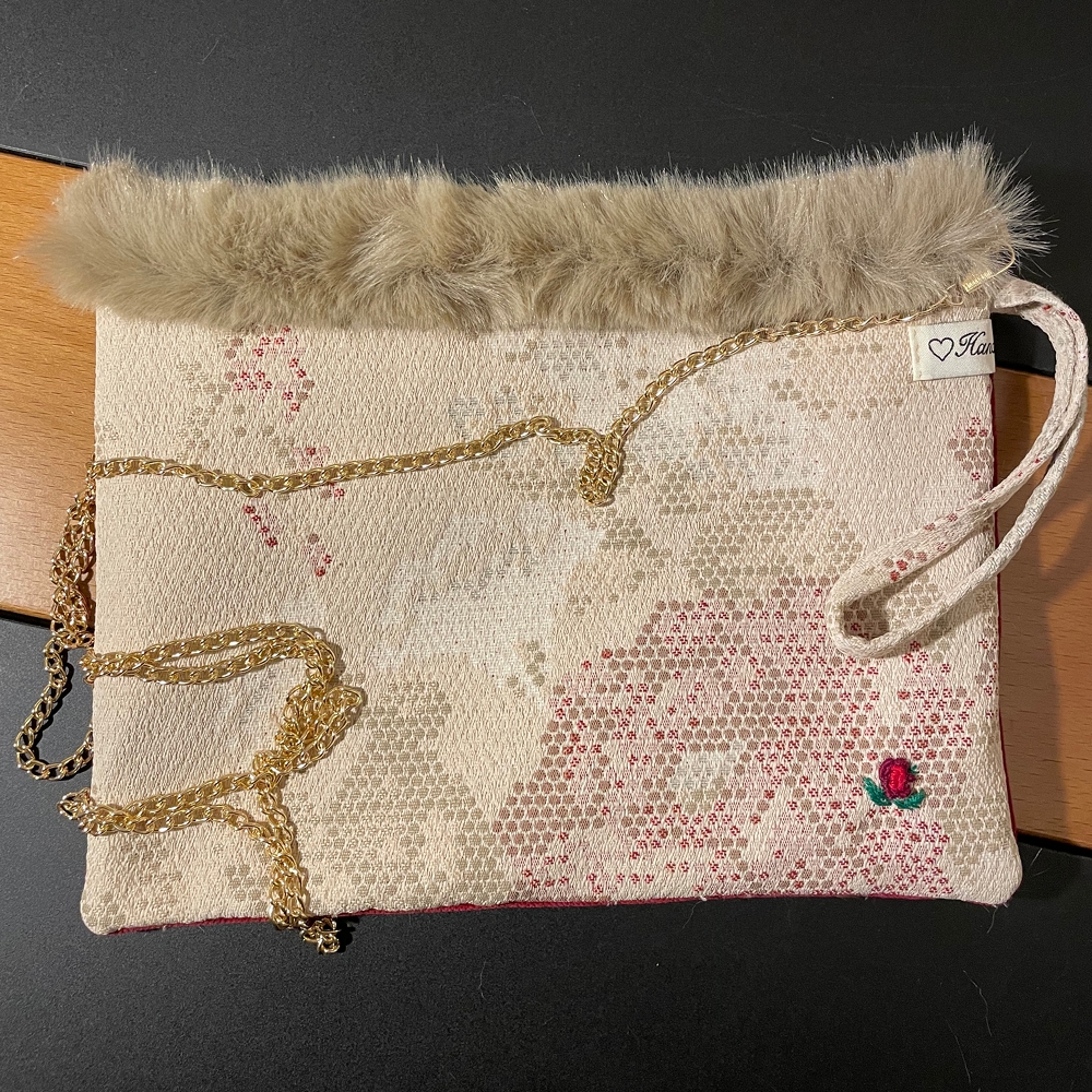 ClutchBags Beige-rosso - Bag Handmade - Fronte