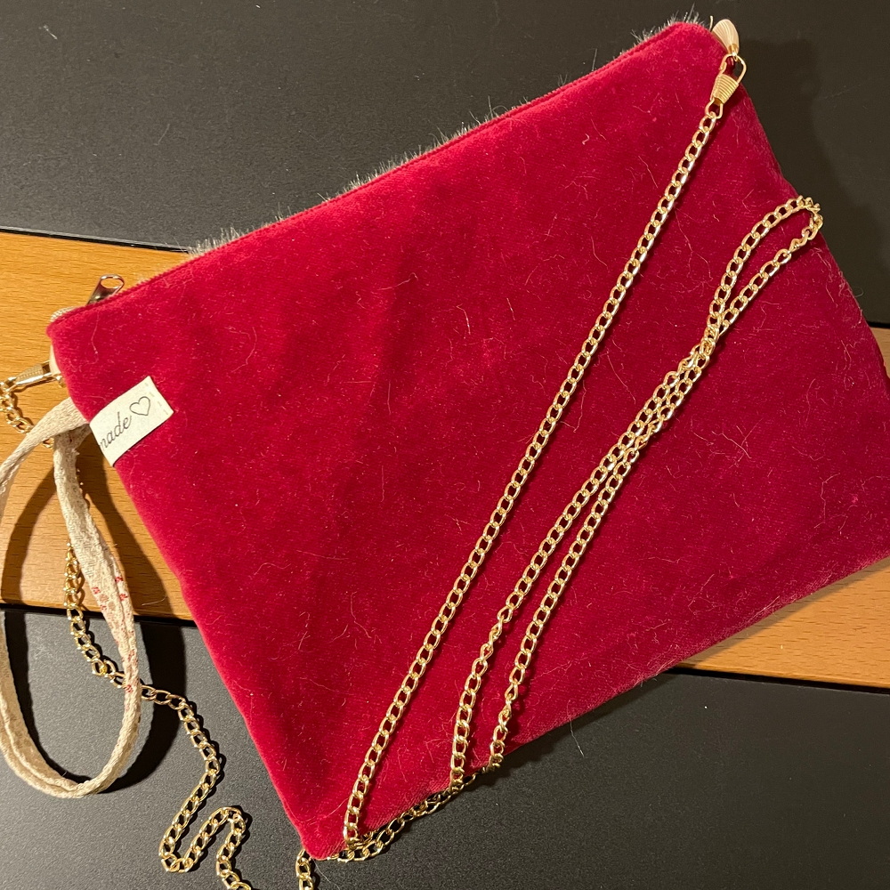 ClutchBags Beige-rosso - Bag Handmade - Retro