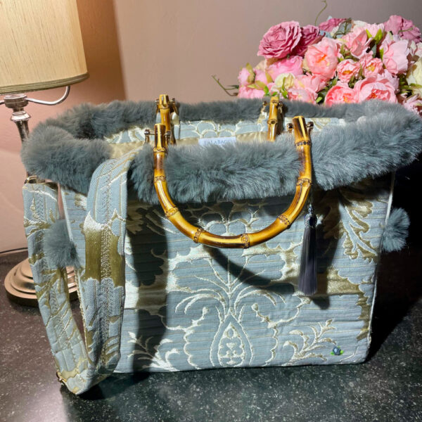 Lalabags in broccato con bordura in pelliccia sintetica